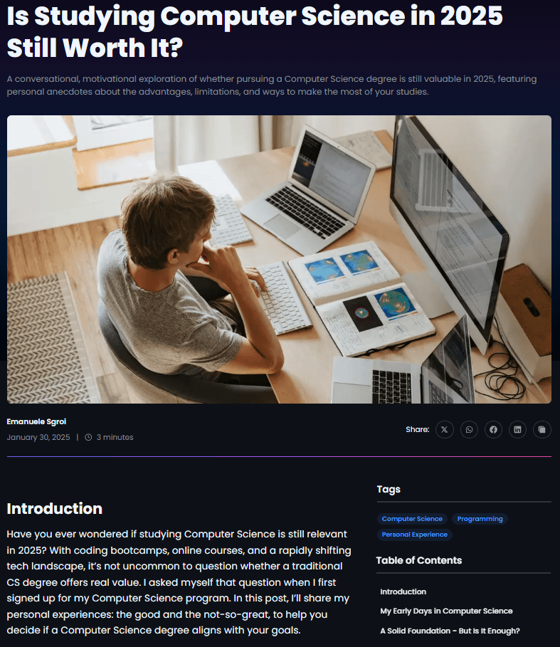 Emanuele Sgroi - About this website - Blog Post