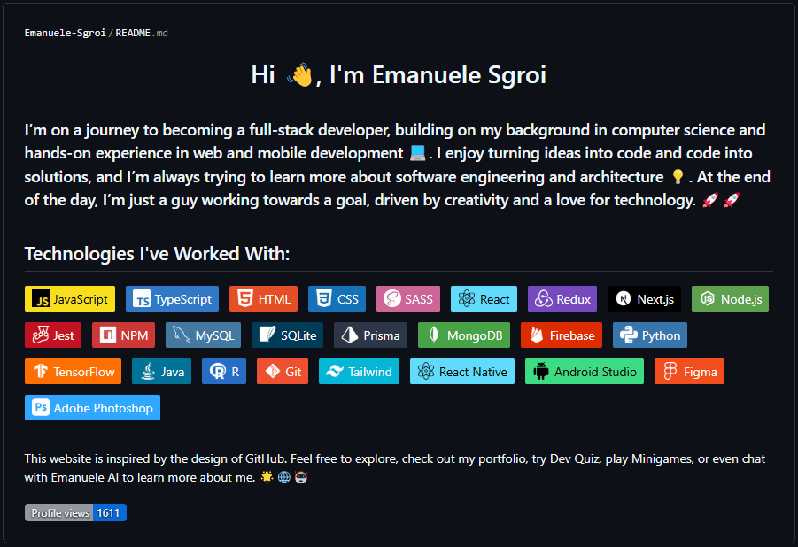 Emanuele Sgroi - About this website - README